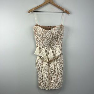 Jessica Simpson Cream Lace Overlay Nude Strapless Dress 4